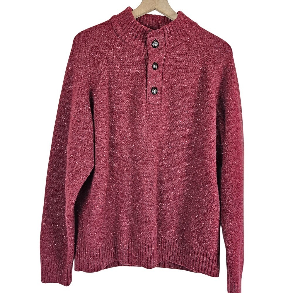 Untuckit‎ Gordonne Men's Henley Pullover Sweater Lambswool Maroon, size XL